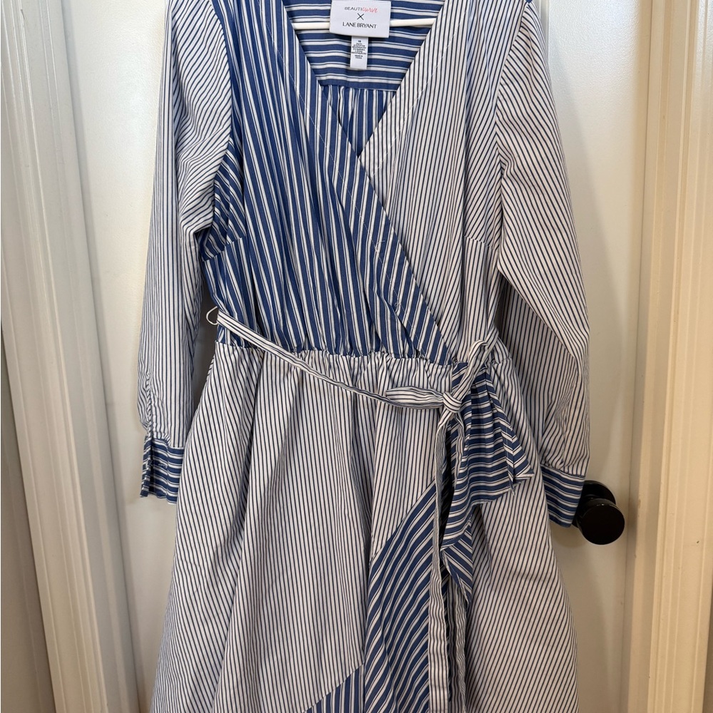 Lane Bryant Blue and White Striped Dress